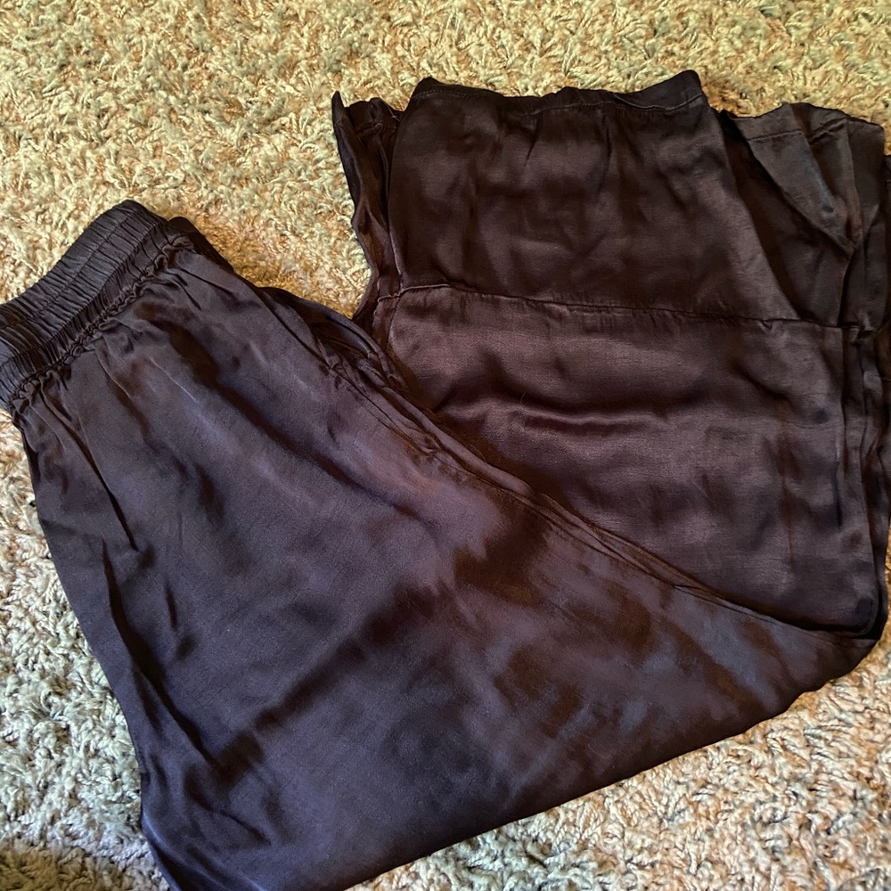 Navy silky wide leg pants